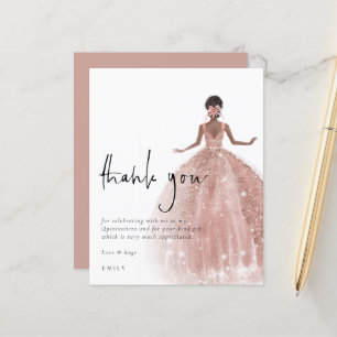 Budget Rose Gold Gown Dark Hair Quinceañera Merci