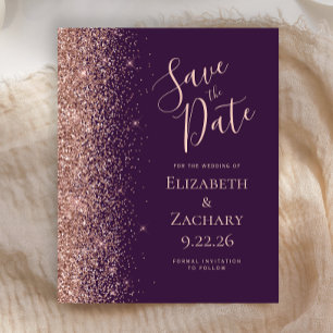 Budget Rose Gold Pailleté Date d'Épargne Violet Fo