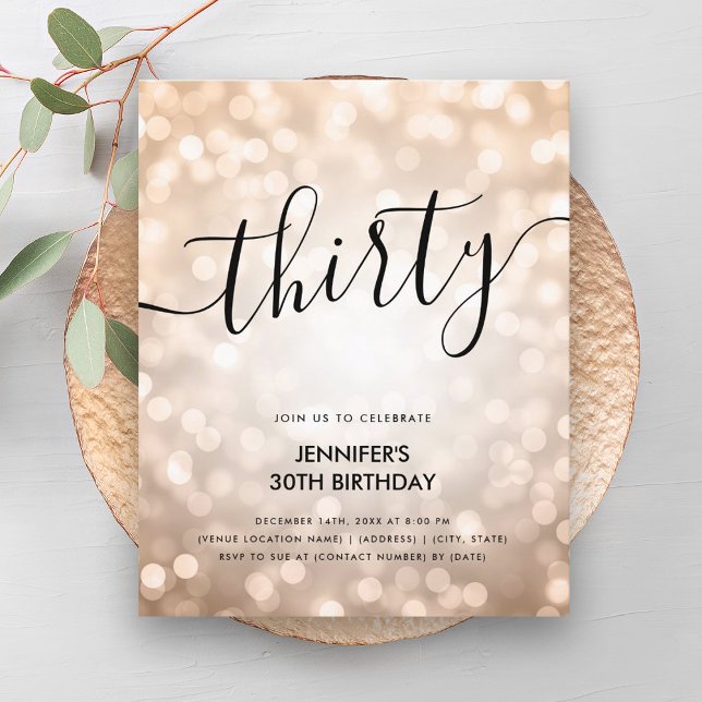 BUDGET Rose Gold Parties scintillant lumières 30e  (BUDGET Rose Gold Glitter Lights 30th Birthday )