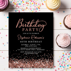 Budget Rose Gold Parties scintillant Noir 40e anni