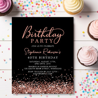 Budget Rose Gold Parties scintillant Noir 40e anni