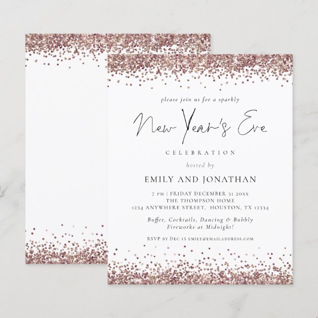 Budget Rose Gold Parties scintillant Nouvel An Eve (Devant / Derrière)