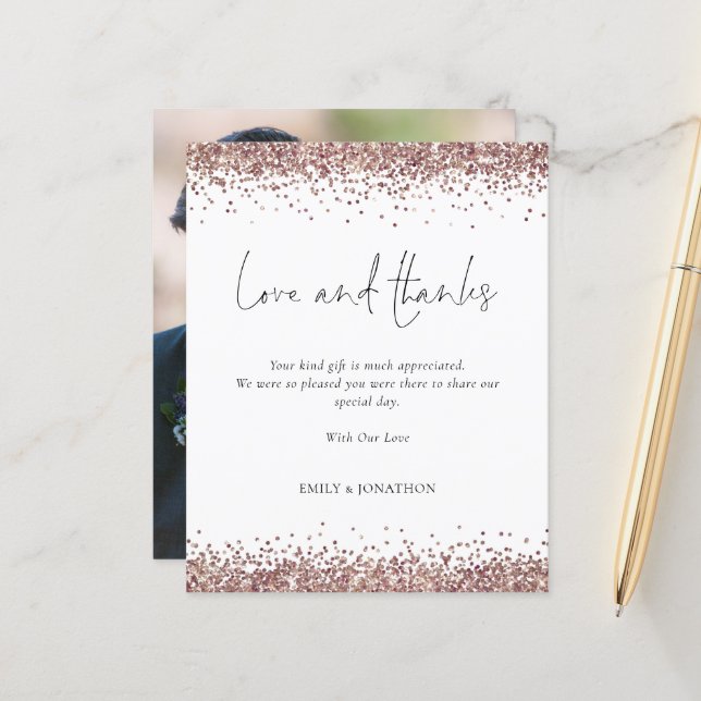 Budget Rose Gold Parties scintillant Photo Mariage (Devant/Arrière en situation)