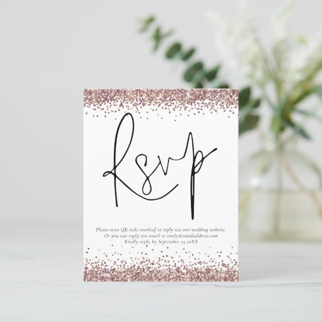 Budget Rose Gold Parties scintillant QR Code Weddi (Debout devant)