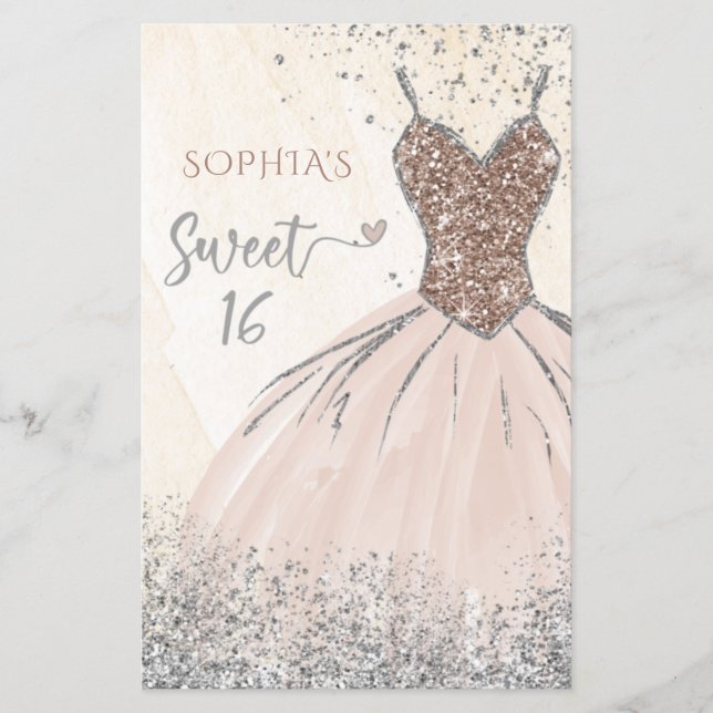 Budget Rose Gold Robe Sweet 16 Invitation (Devant)