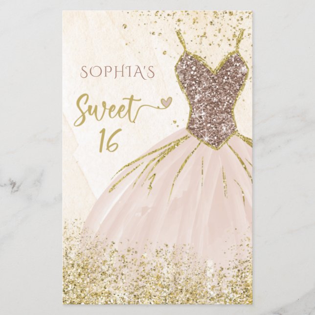 Budget Rose Gold Robe Sweet 16 Invitation (Devant)