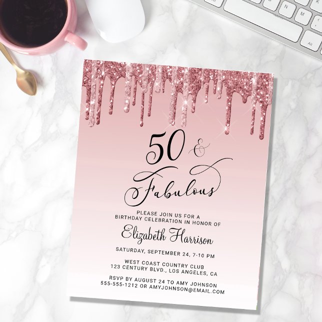 Budget Rose Gold rose Parties scintillant 50e anni (Créateur téléchargé)