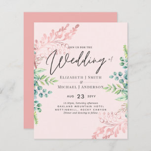 BUDGET Rose Gold Sage Eucalyptus Invitations de ve