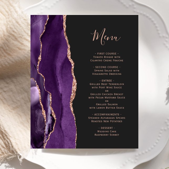 Budget Rose Gold Violet Agate Mariage Sombre (Créateur téléchargé)