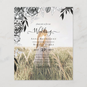 Budget Rose noir PHOTO OVERLAY Mariage Invitation