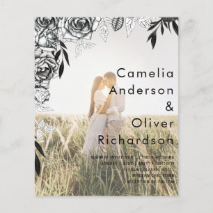 Budget Rose noir PHOTO OVERLAY Mariage Invitation