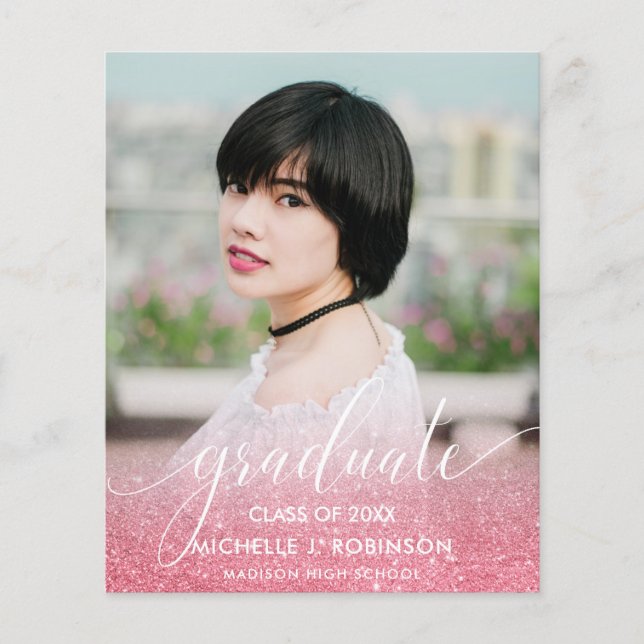 BUDGET ROSE Paillette Ombré Féminin Photo Diplôme (Devant)