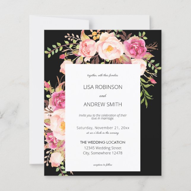 Budget Rose Pâle Floral Noir 2 Mariage (Devant)