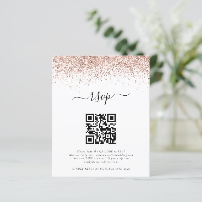 Budget Rose Parties scintillant or QR Code Mariage (Debout devant)