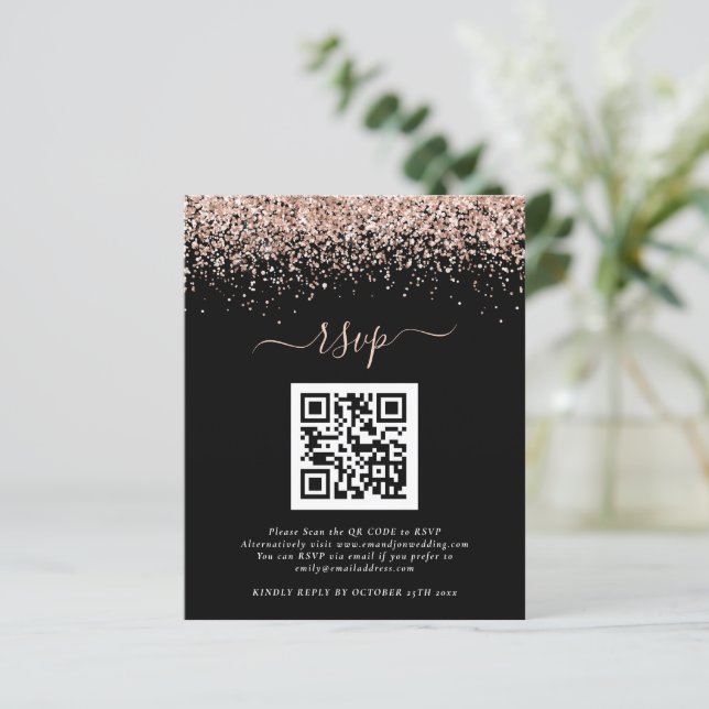 Budget Rose Parties scintillant or QR Noir Mariage (Debout devant)