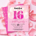 Budget Rose Parties scintillant Sweet 16 Ballons I<br><div class="desc">"Bonne Douce 16". Faites-nous parvenir cette invitation de fête unique, simple, festive, moderne et personnalisée pour un événement à retenir. La typographie grasse, graphique, noire et manuscrite recouvre une parties scintillant rose chaud "16", des ballons rose vif et des lampes à cordes brillantes d'or sur un arrière - plan rose...</div>