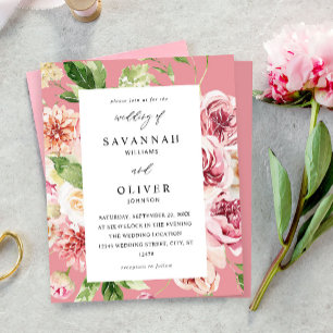 Budget Rose & Pêche Floral & Vert Mariage Rose