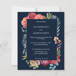 Budget Rose & Plum Tropical Floral Navy V1 Mariage