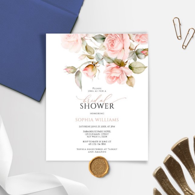 Budget Rose rose et Fête des mariées verte Invitat (Créateur téléchargé)