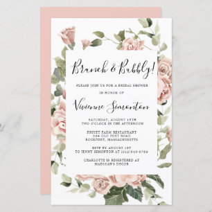 Budget Rose Rose Floral Brunch Bubbly Invitation