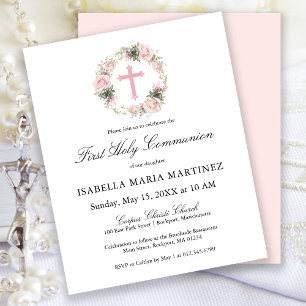 Budget Rose Rose Floral Première Communion Sainte