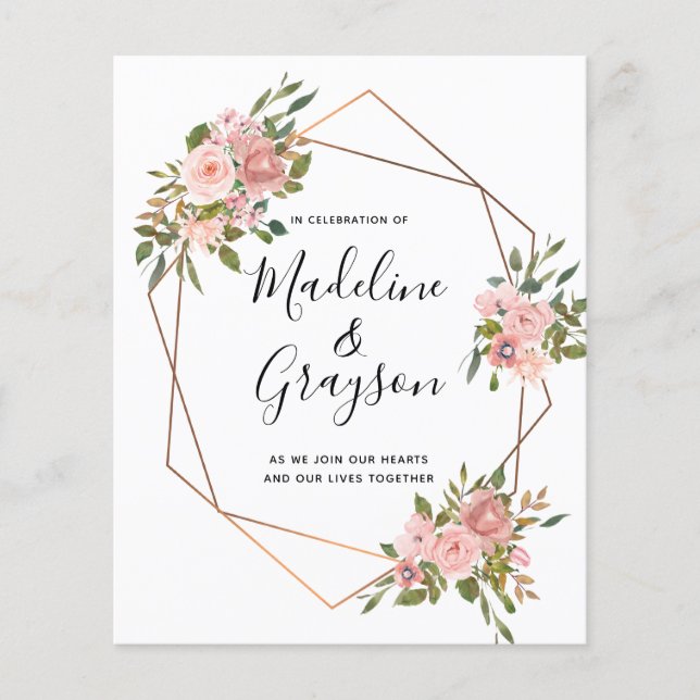 BUDGET Rose Rose Gold Frame Faire-part de mariage (Devant)