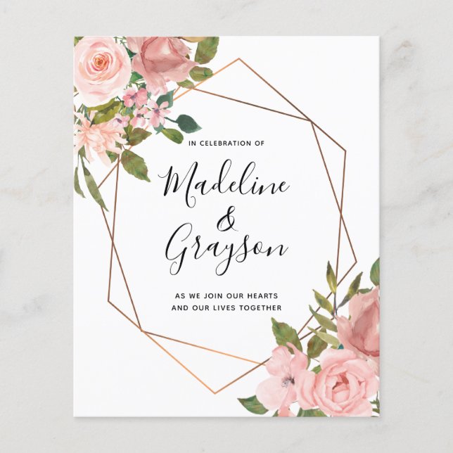 BUDGET Rose Rose Gold Frame Faire-part de mariage (Devant)