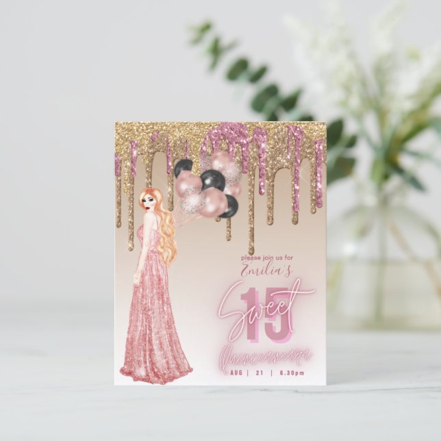 BUDGET Rose rose or Parties scintillant Quinceaner (Debout devant)