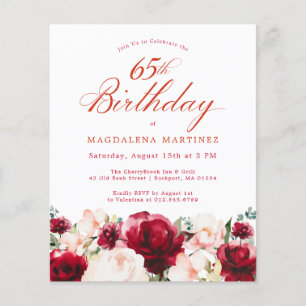 Budget rose rouge floral 65e anniversaire Invitati