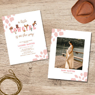 Budget Rose Western Photo Baby Girl Douche Invitat