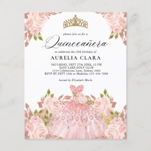 BUDGET Rosegold Robe rose Floral 15e Quinceañera