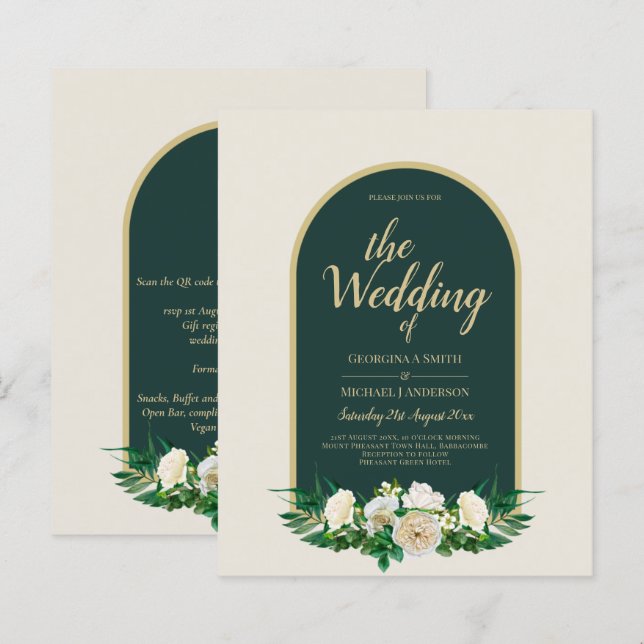 BUDGET Roses Blanches Forêt Verte Mariage d'Hiver  (Devant / Derrière)