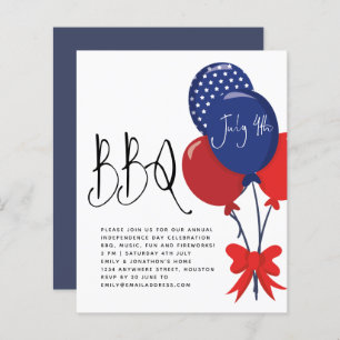 Budget Rouge Bleu Bleu Bleu 4 juillet Invitation b