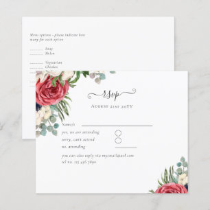 Budget Rouge Bleu Bleu Floral Mariage RSVP