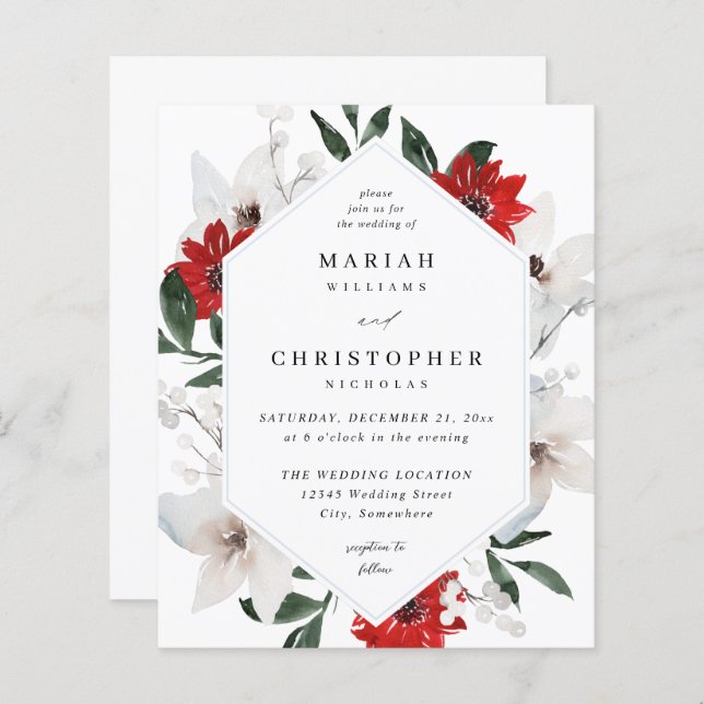 Budget Rouge et blanc Mariage floral de Noël (Devant / Derrière)