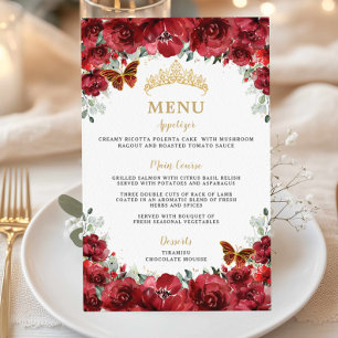 Budget Rouge Floral Or Quinceañera Sweet 16 Menu