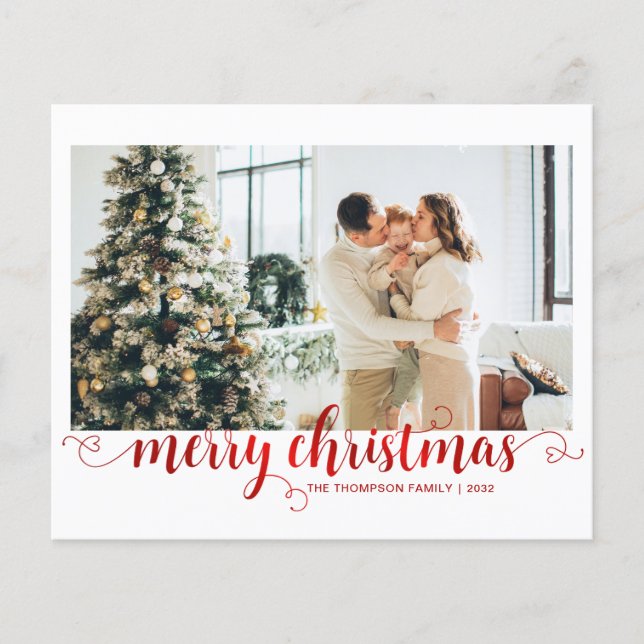 BUDGET Rouge Joyeux Noël Coeur Script Photo (Devant)