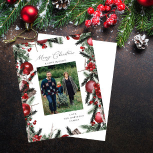 Budget Rouge Ornements & Pine Joyeux Noël Photo