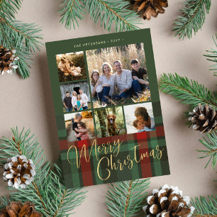Budget rouge vert plaid multiphoto Joyeux Noël