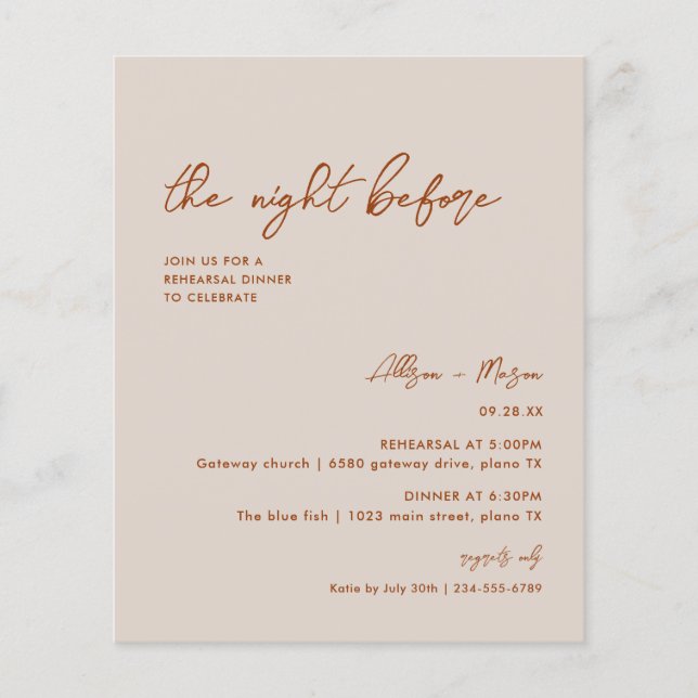 Budget Rouille La Nuit Avant Le Dîner De Répétitio (Devant)