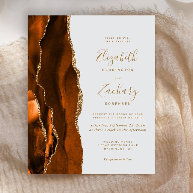 Budget Rouille Or Agate Gris Faire-part de mariage (Créateur téléchargé)