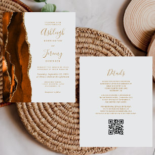 Budget Rouille Or Agate Gris QR Code Mariage Invit