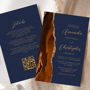 Budget Rouille Or Agate Marine QR Code Mariage