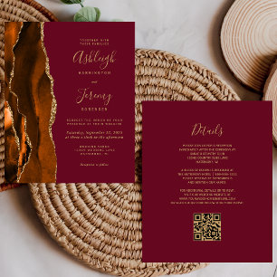 Budget Rouille Or Bourgogne QR Code Mariage Invita