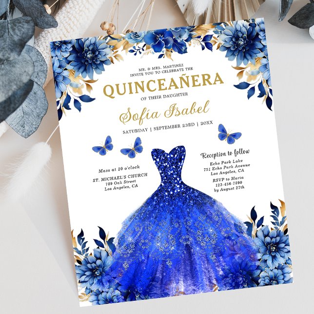 Budget Royal Bleu Bilingue Espagnol Quinceanera (Créateur téléchargé)