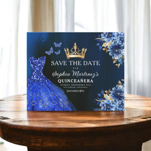 Budget Royal Bleu Enregistrer la date Quinceanera