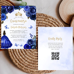Budget Royal Bleu Or Floral Quinceañera