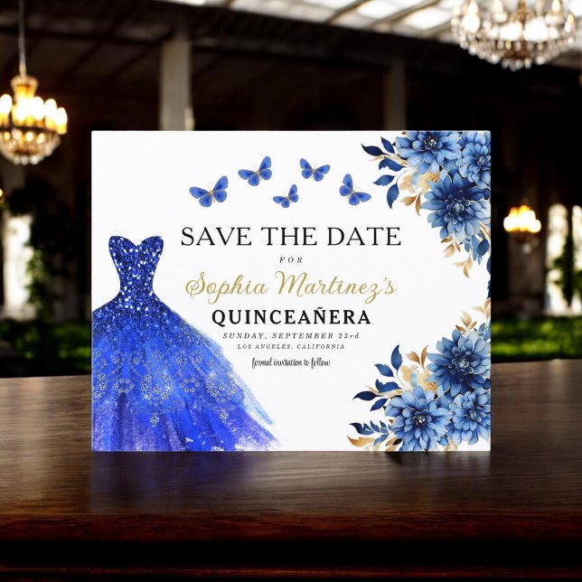Budget Royal Blue Enregistrer la date Quinceanera (Créateur téléchargé)