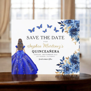 Budget Royal Blue Enregistrer la date Quinceanera