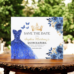 Budget Royal Blue Enregistrer la date Quinceanera